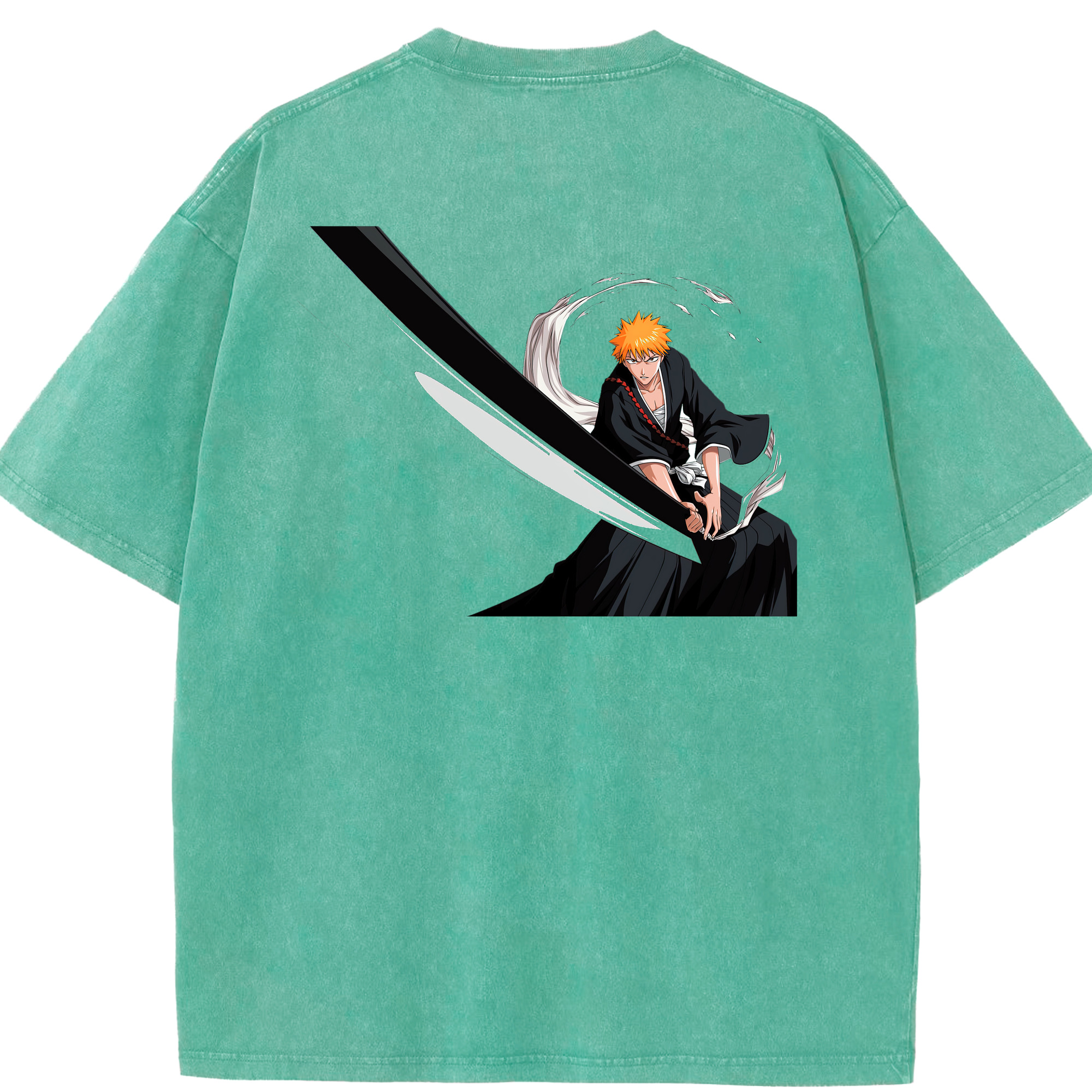 （画像用） ブリーチ 黒崎一護（くろさき いちご）BLEACH Kurosaki Ichigo 綿100% ヴィンテージ風 半袖Tシャツ（背面プリント）